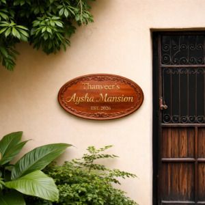 Premium Carved Wooden Name Board for Home Exterior