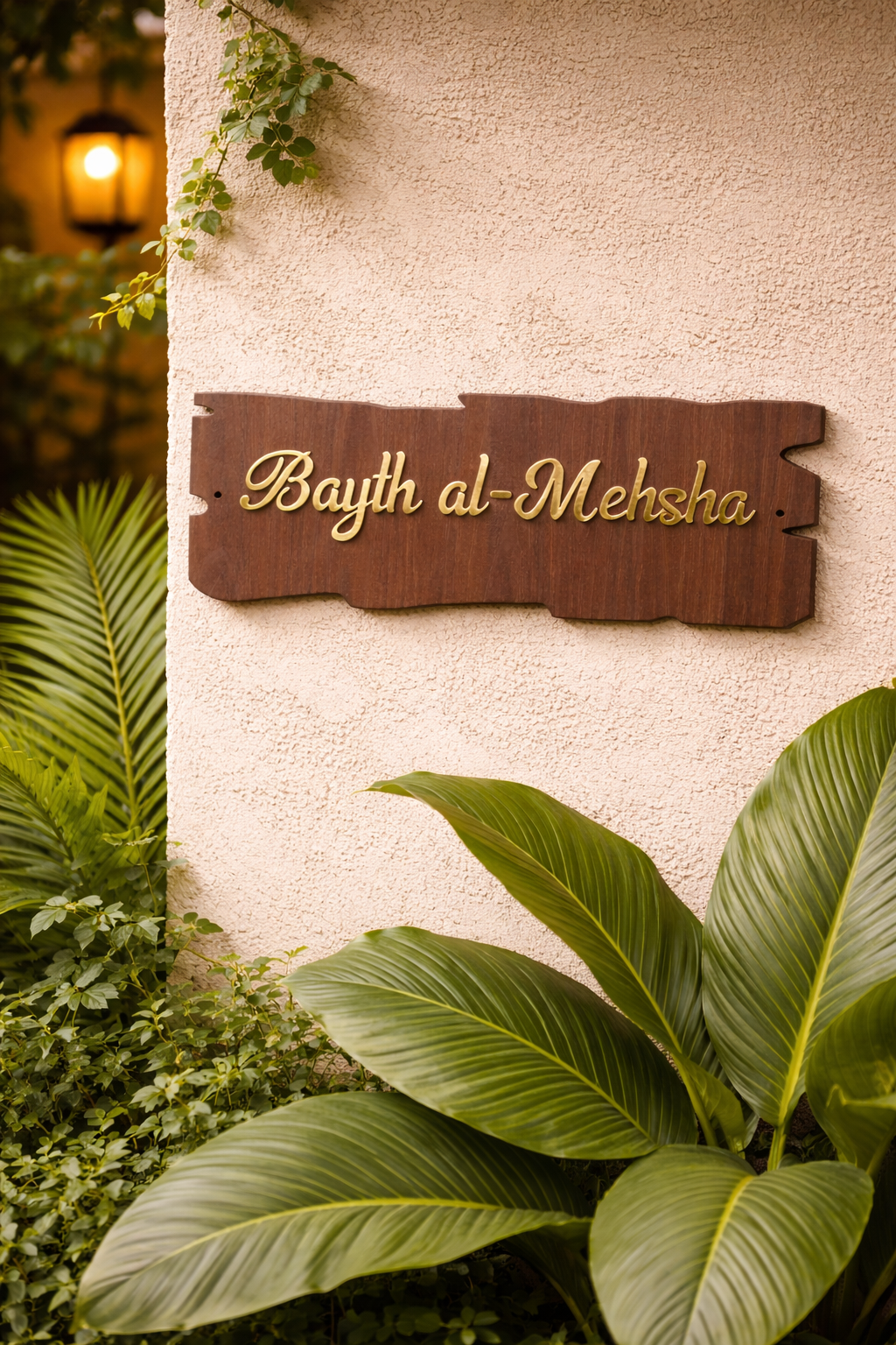 Premium Outdoor Hanging Name Board with Gold Lettering - Image 2