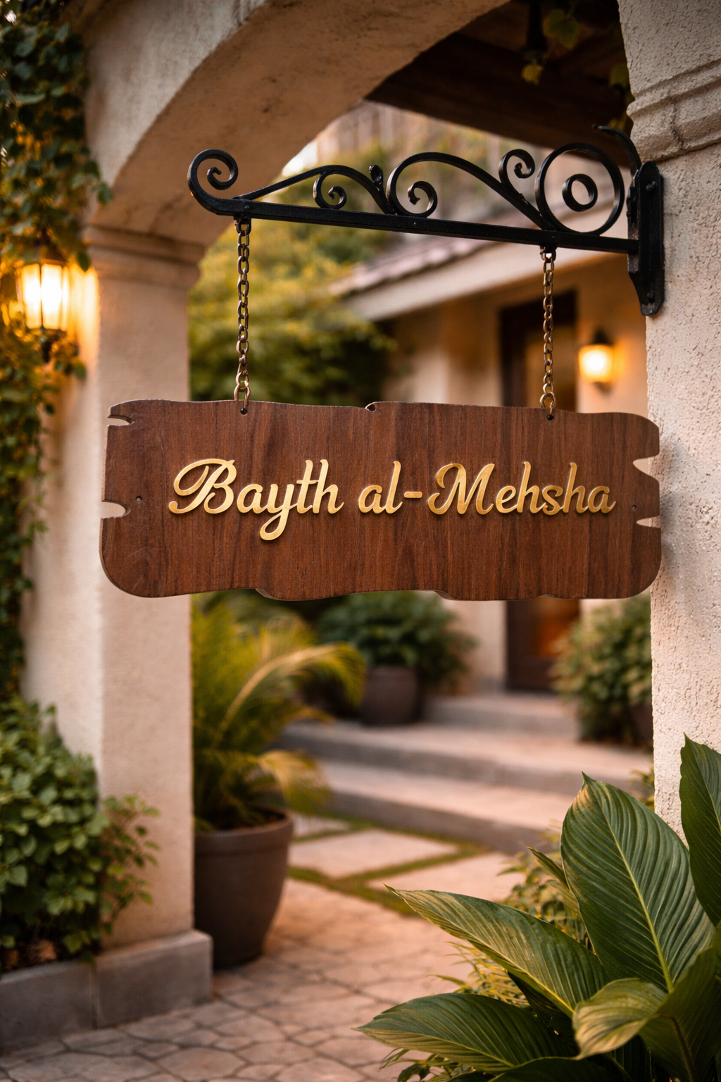 Premium Outdoor Hanging Name Board with Gold Lettering - Image 3