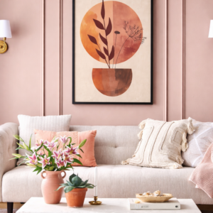 Minimalist Botanical Wall Frame – Warm Earth Tone Edition