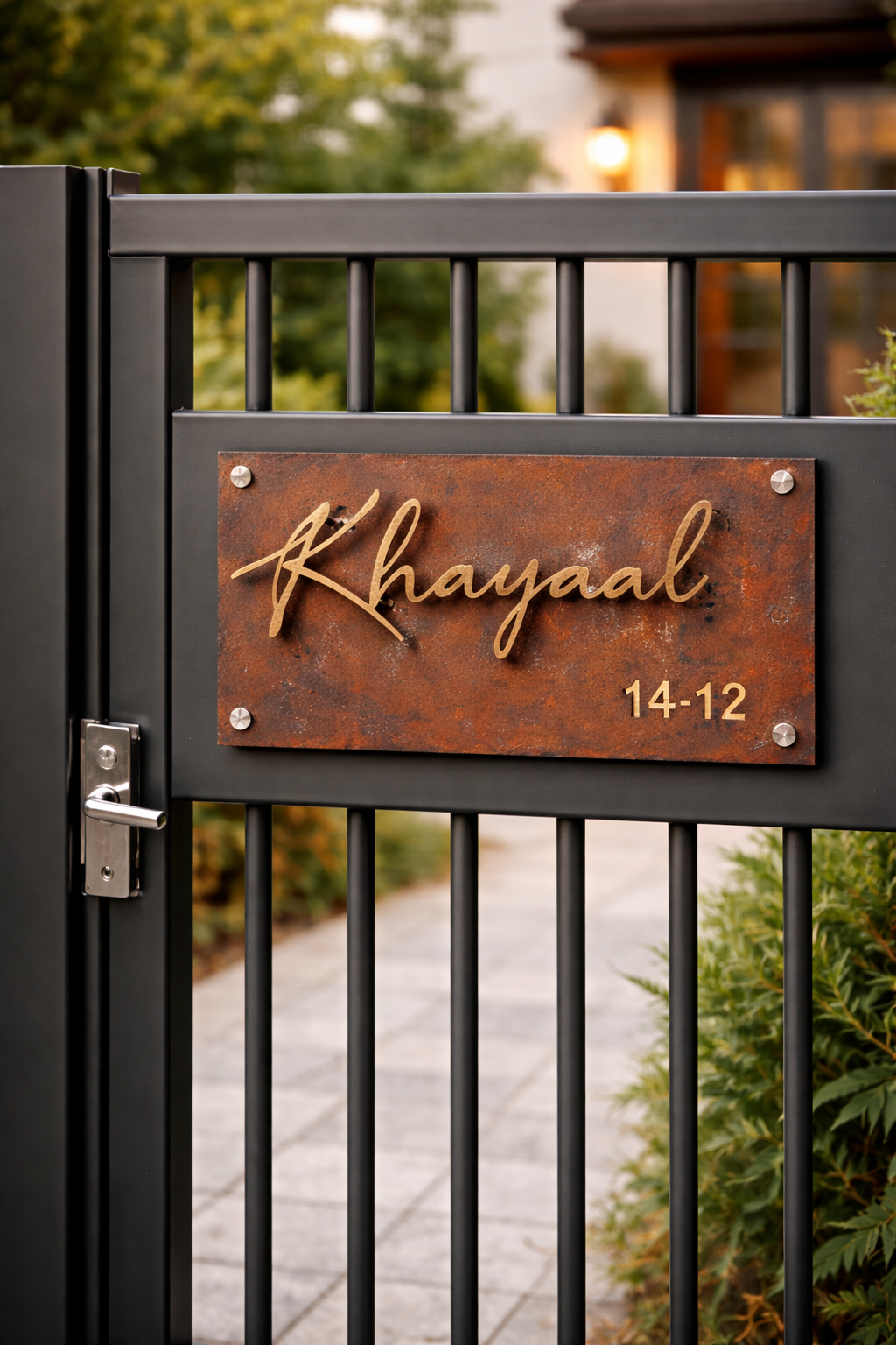 Custom House Name Plate – Rustic Metal Finish - Image 3