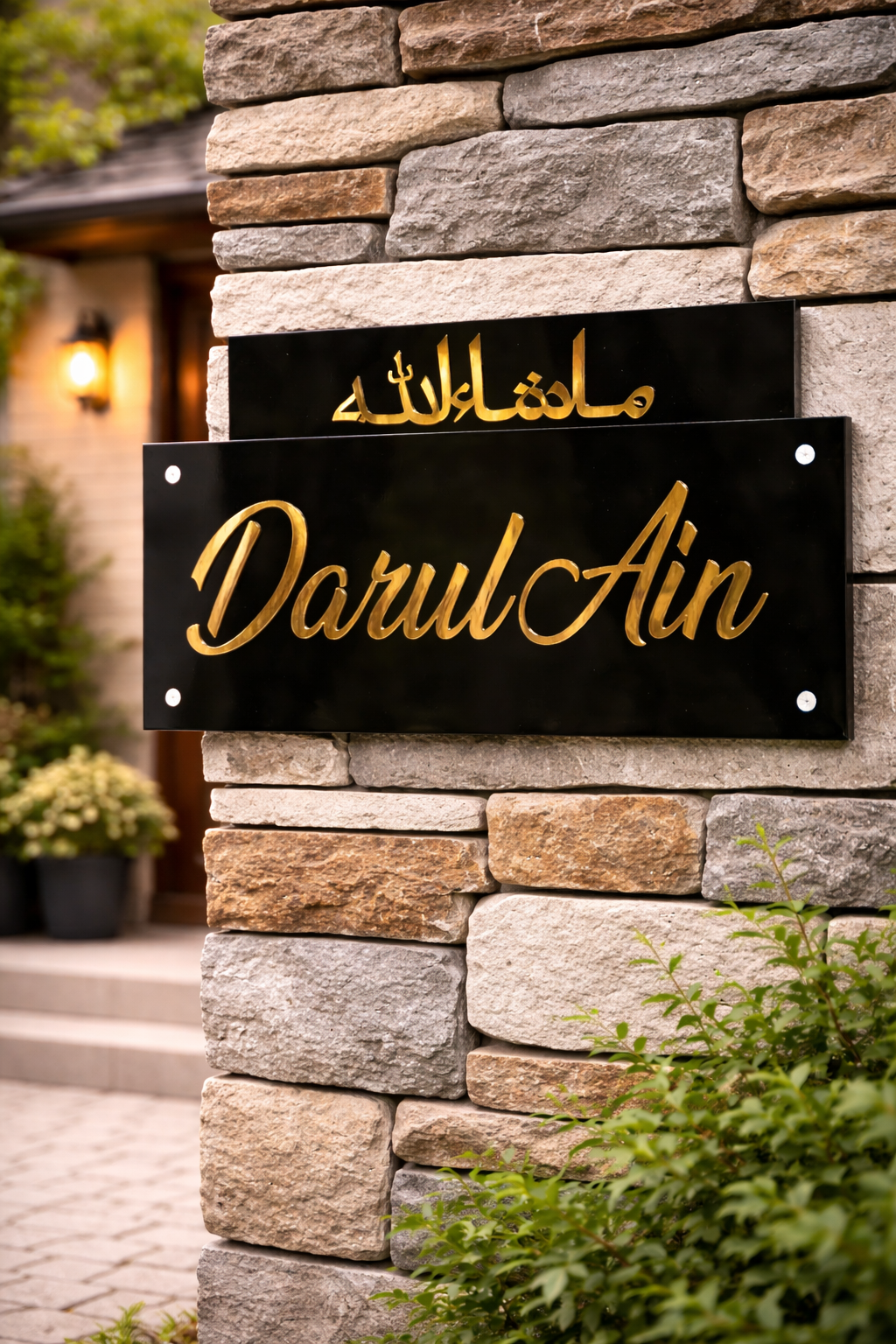 Modern Acrylic Name Board with Arabic & English Calligraphy