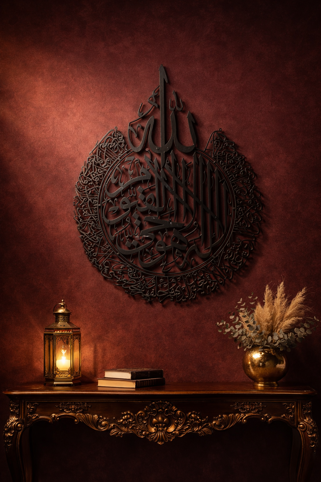 Islamic Metal Calligraphy Wall Art – Matte Black Edition - Image 3