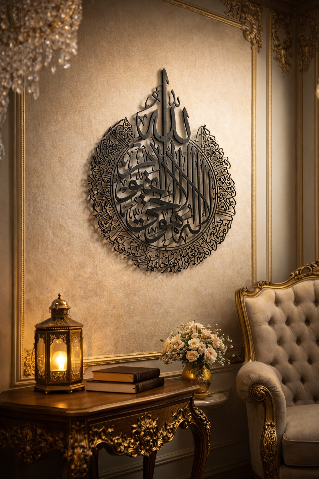Islamic Metal Calligraphy Wall Art – Matte Black Edition