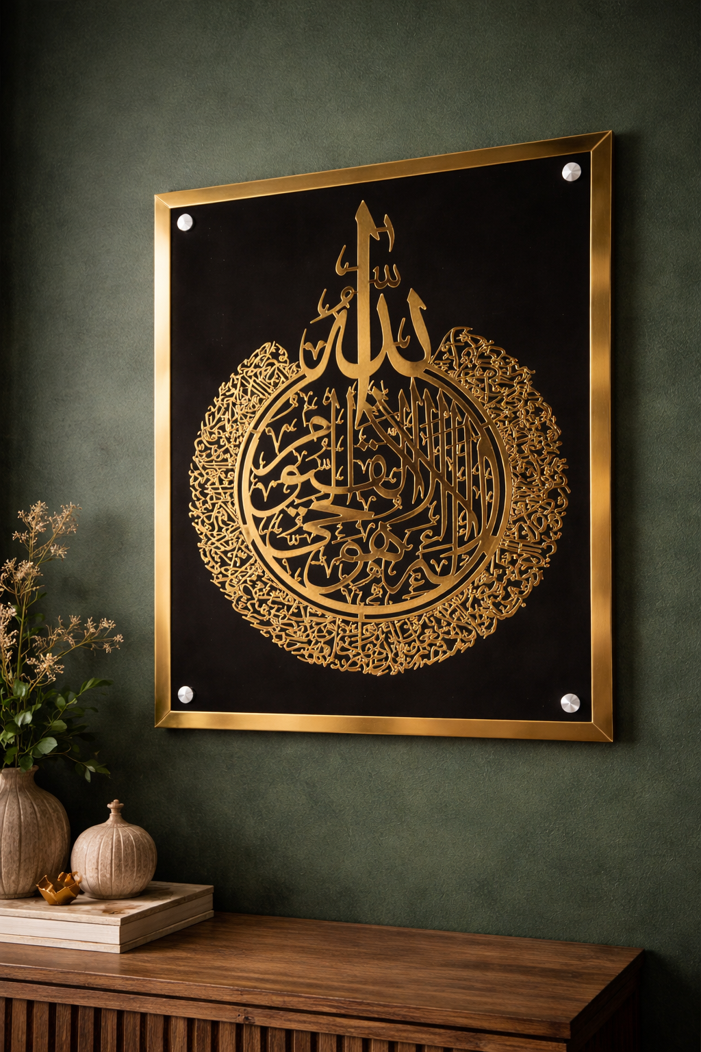 Premium Islamic Calligraphy Wall Art – Gold on Black
