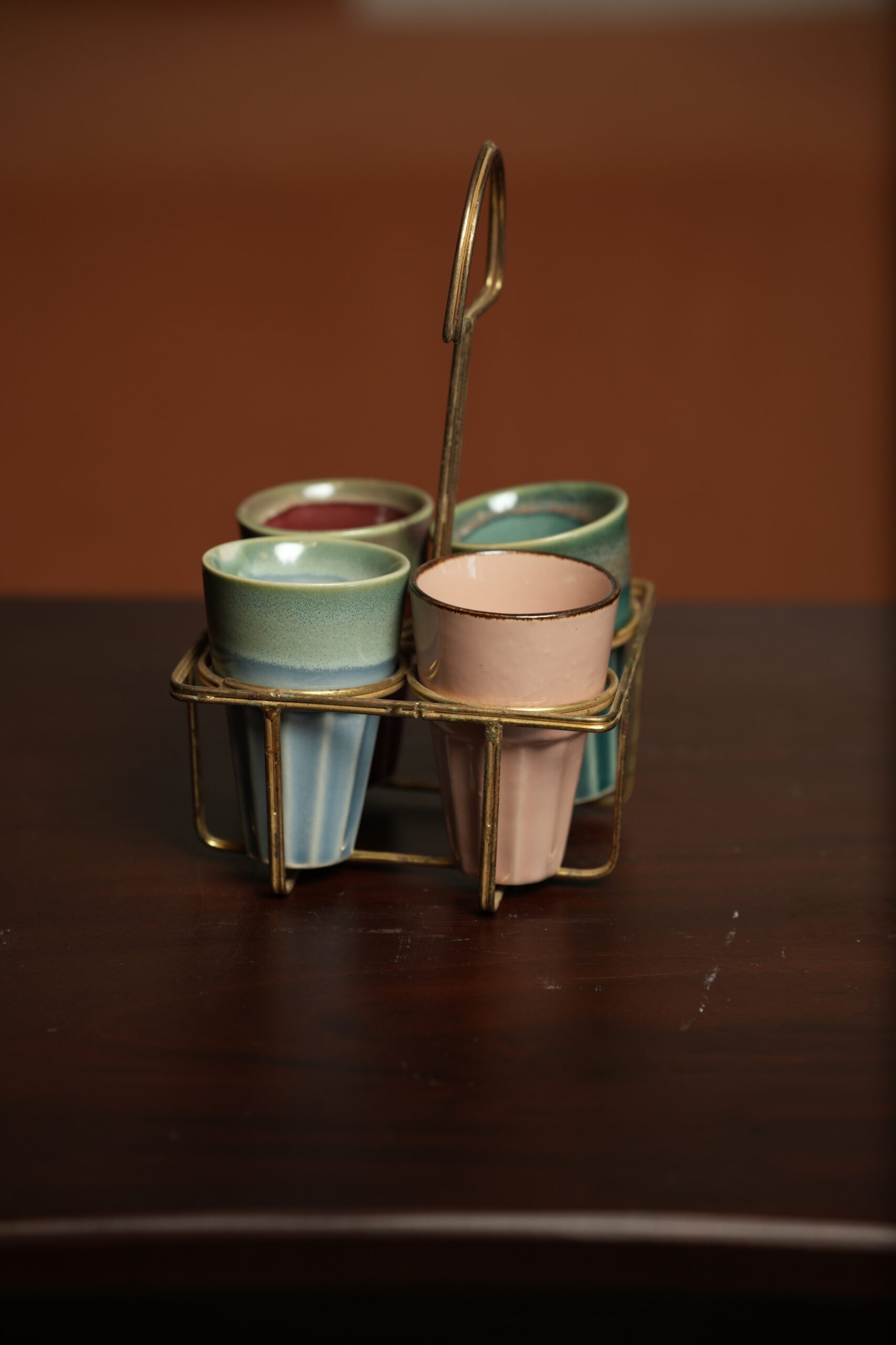 Elegant Ceramic Tea Cup Set with Metal Holder – Premium Serving Set - Image 5