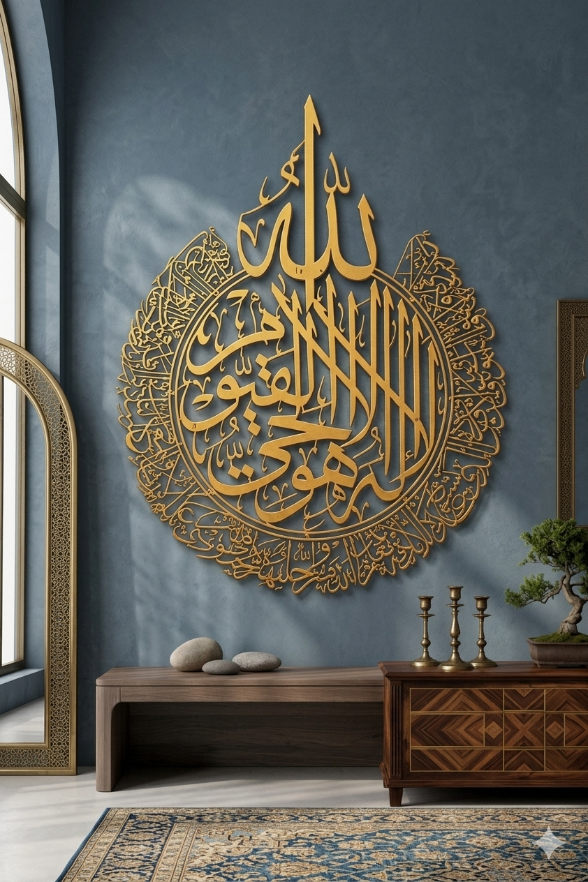 Islamic Metal Calligraphy Wall Art – Premium Gold Finish - Image 5